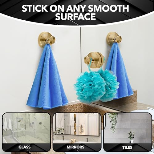 Besti Champagne Bronze Suction Cup Hooks - Strong Hold for Bathroom & Kitchen