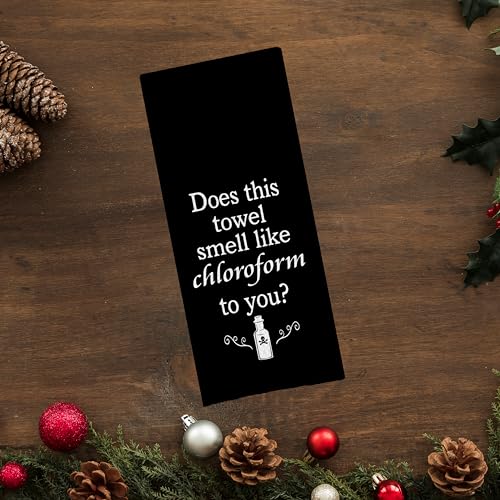 DOTAIN Funny Kitchen Towel, Does This Towel Smell Like Chloroform? Black