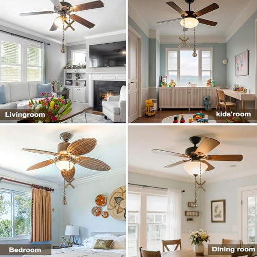 Decorative Ceiling Fan Pull Chain Set - 13.6 Inch Metal Beaded Chains