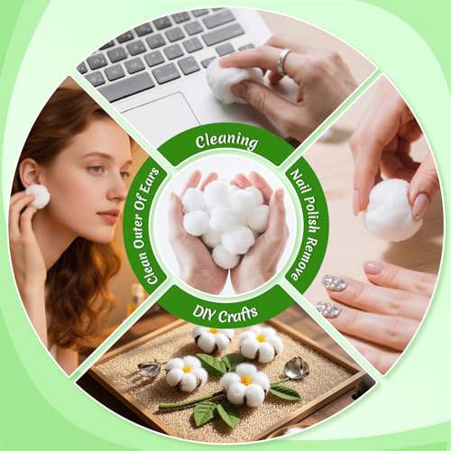 MAQIHAN 120 Count Organic Cotton Balls Bulk - Soft & Absorbent Skincare