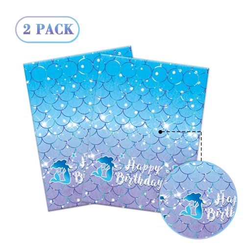 Mermaid Tablecloths - 2 Pack 54x108 Inch Ocean Party Decor
