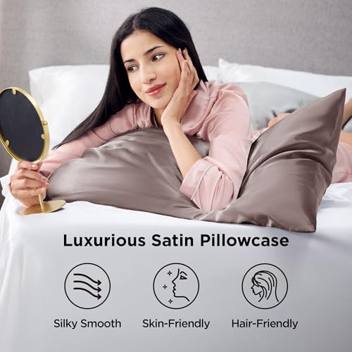 Bedsure Satin Pillowcases Set of 2 - Silky Dusty Rose, 20" x 26"