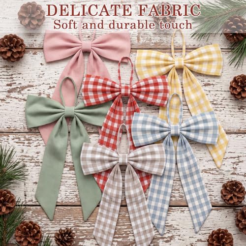Gingham Bow Christmas Tree Topper 16 x 20 Inch Set - Large Holiday Decor