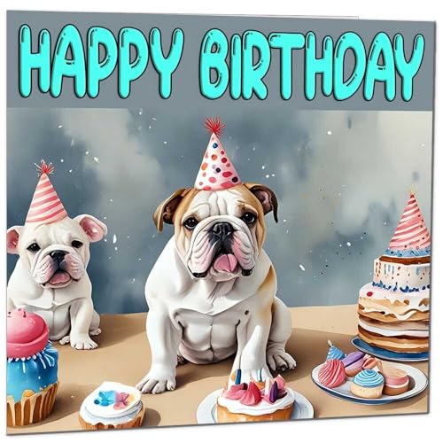 British Bulldog Birthday Card - Eco-Friendly Fun Design 145mm
