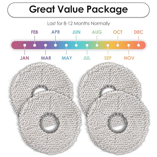 4 Pack Microfiber Mop Pads for ECOVACS Deebot T30 Pro Max & More