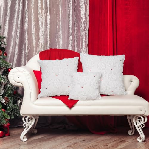 Coddsmz Christmas Decorative Pillow Covers 18x18 Inch Set of 2 - Snowflake & Deer Design