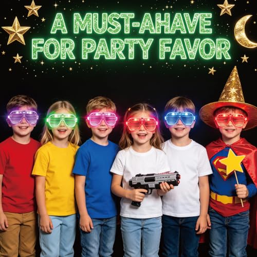 JOVLOXX 5-Pack LED Glow Glasses - Neon Light-Up Party Favors (5pc-a)