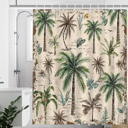 Mocsicka Tropical Palm Tree Shower Curtain - 72x72 in Waterproof Fabric