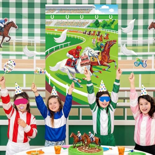 Pin the Tail on the Horse Game - Large Poster & 24 Stickers