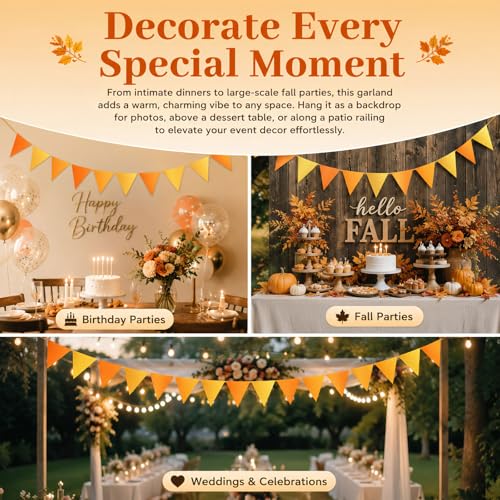 DIY Felt Pennant Banner Kit - 12 Orange & Yellow Flags (2.5m)