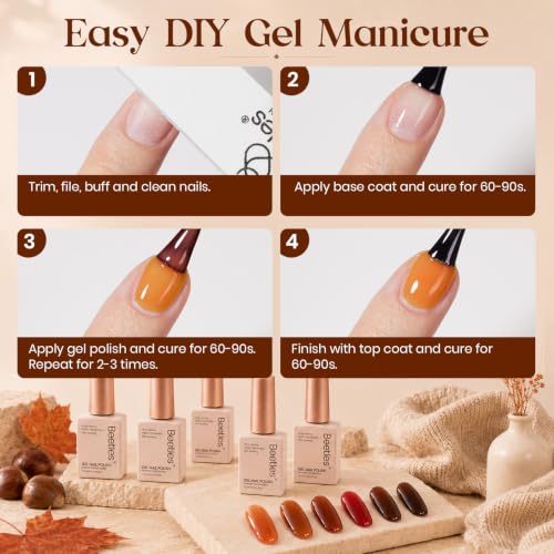 Beetles Jelly Tortoise Fall Gel Nail Polish Set - 6 Transparent Colors