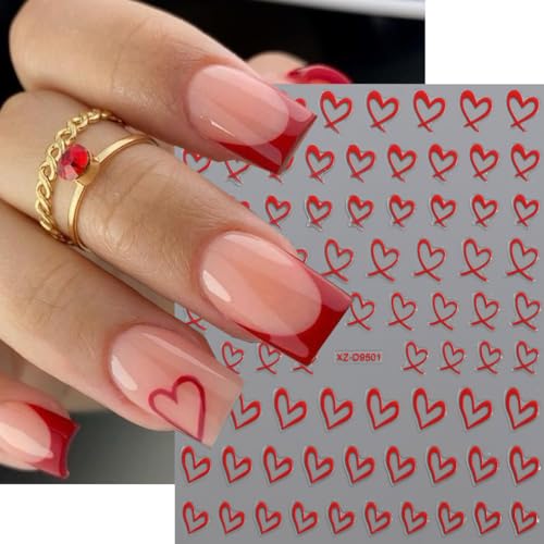 Valentine Heart Nail Stickers 3D Self-Adhesive Decals 8 Sheets