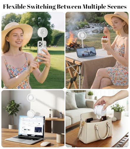 EVADA White Magnetic Phone Clip-On Fan with 360° Flexible Gooseneck
