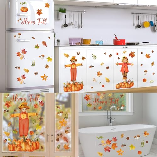 Thanksgiving Pumpkin & Maple Leaves Window Clings - 9 Sheets
