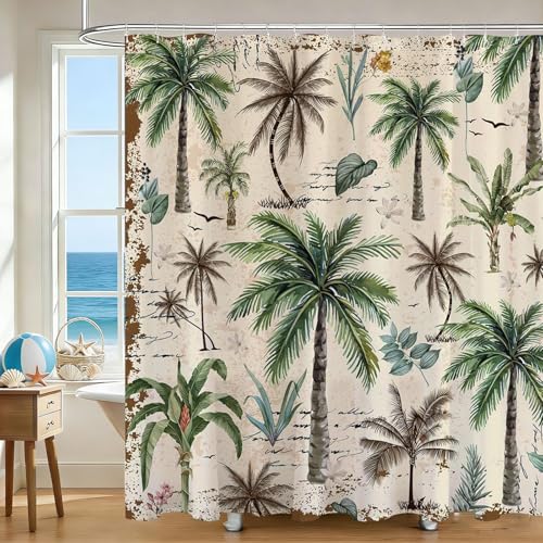 Mocsicka Tropical Palm Tree Shower Curtain - 72x72 in Waterproof Fabric