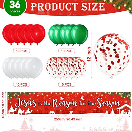 Nativity Christmas Banner with Balloons - Jesus is the Reason for the Season Holiday Decor
