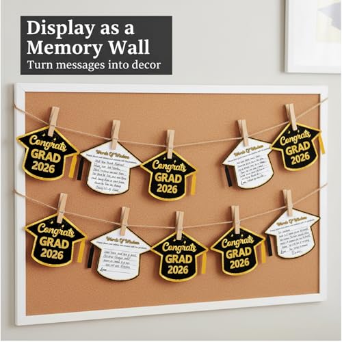 50 Graduation Advice Cards - Black & Gold Cap Shaped 2026