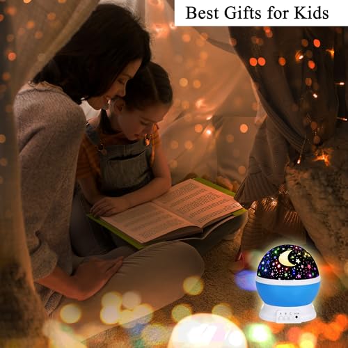 JKGIFTS Star Projector Night Light for Kids - Blue Galaxy Bedroom Lamp