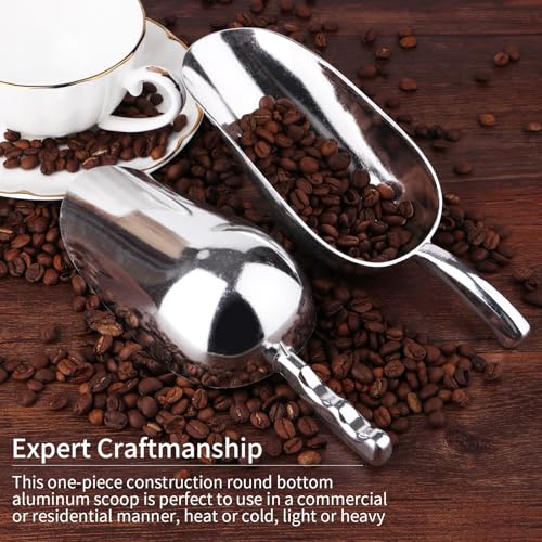 12 Oz Cast Aluminum Ice Scoop - 2-Piece Set for Weddings & Buffets