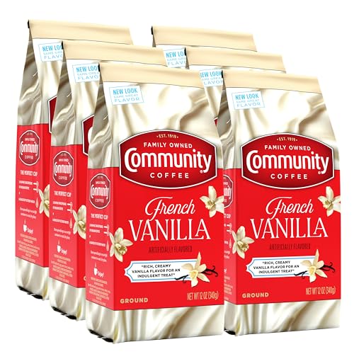Community Coffee French Vanilla Ground Coffee, 12oz Bags (Pack of 6)