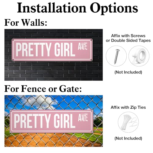 Pretty Girl Metal Sign - Pink Wall Decor for Girls Room