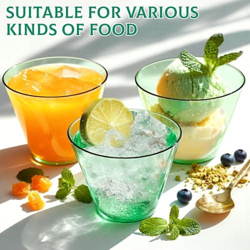 Glowserve 9 oz Green Disposable Plastic Cups – 50 Pack for Parties