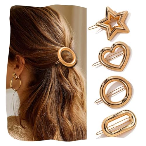 JONKY Gold Geometric Metal Hair Barrettes - 4 Piece Minimalist Set