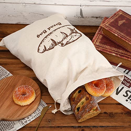 Reusable Linen Bread Bags - Set of 4, 17.5x11.5 Inches for Artisan Bread Storage