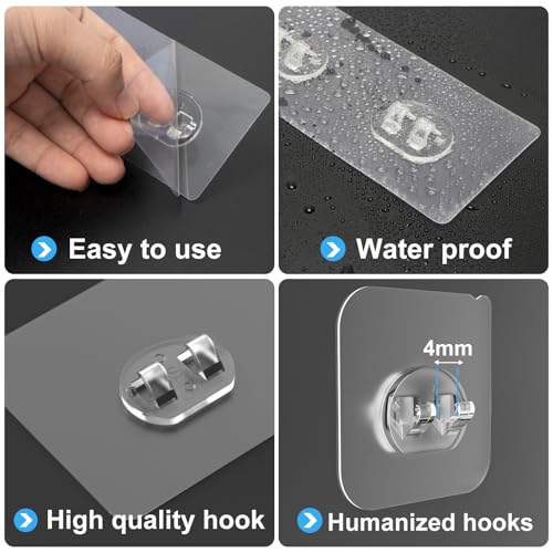 6 Pack Adhesive Hooks for Shower Caddy - No Drilling, Waterproof