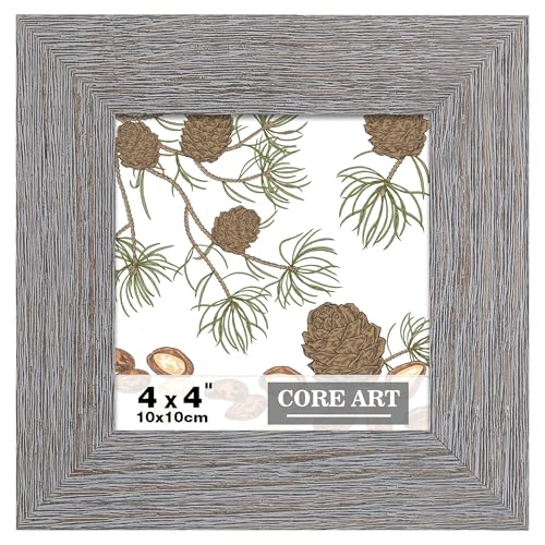 CORE ART 4x4 Rustic Picture Frame - Solid Wood with HD Glass