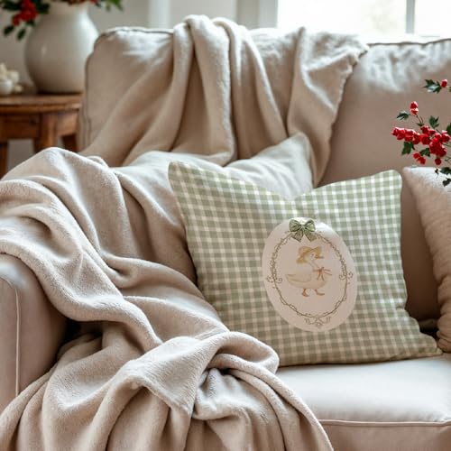 Sage Green Buffalo Plaid Pillow Covers 18x18 - Cozy Flannelette Decor