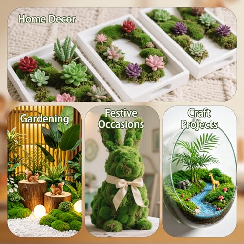 LUSTRIB 3.5 Oz Green Fake Moss for Crafts & Plant Decor