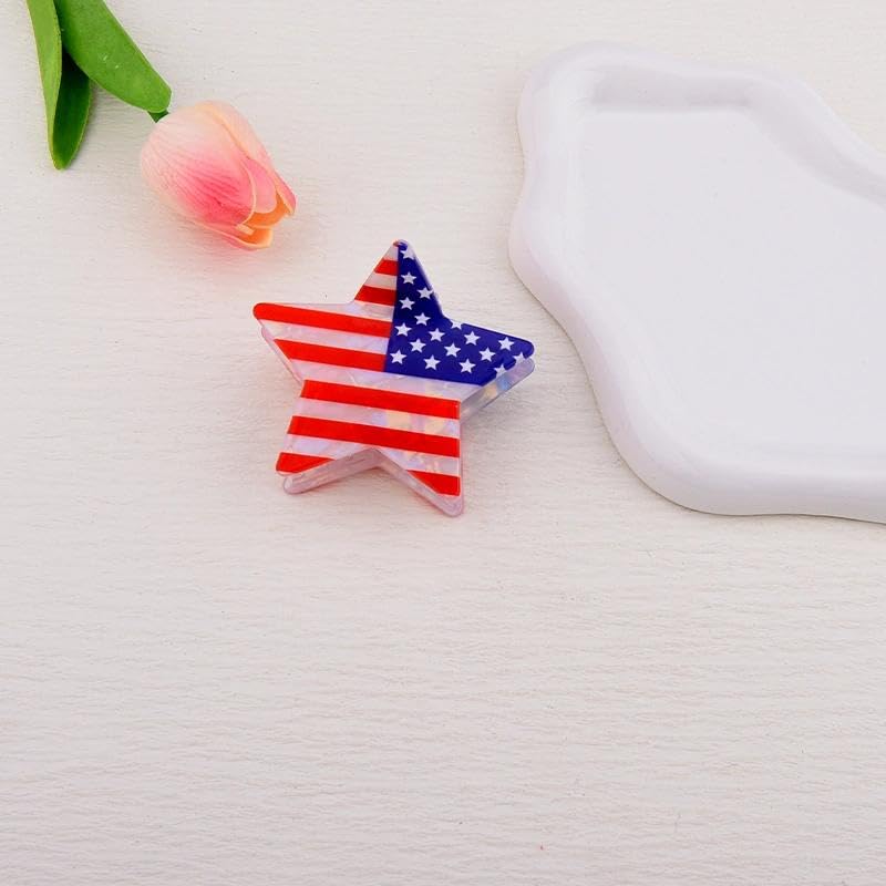 American Flag Hair Claw Clip - Patriotic 4th of July Hair Jaw