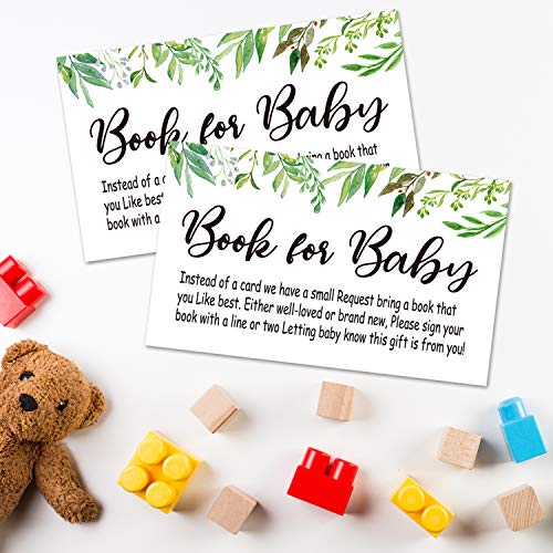Baby Shower Book Request Cards - 50 Floral Greenery Invitations