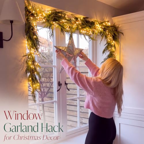 Christmas Cedar Garland Set with Lights & Adjustable Door Frame Hanger