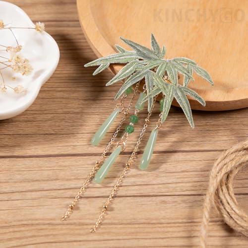 KINCHYGO Leaf Tassel Hair Clips 2 Pack Wedding Hairpin Headpiece