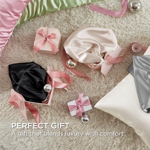 Bedsure Queen Satin Pillowcase Set of 2 with Zipper - Ivory (20" x 30")