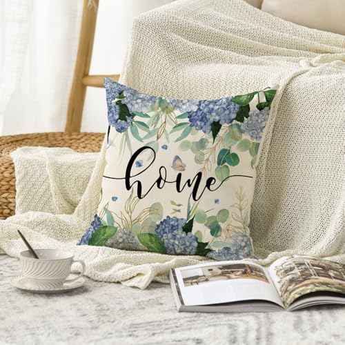 AVOIN Colorlife Hydrangea Floral Throw Pillow Cover, 18x18
