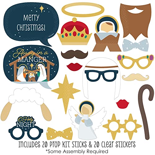 Religious Nativity Scene Photo Booth Prop Kit - 20 Pieces for Christmas