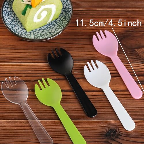 100PCS Disposable Pink Sporks - Individually Wrapped Plastic Utensils