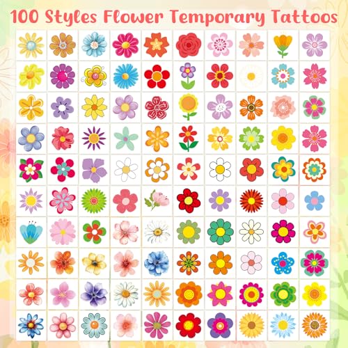 Ceiba Tree Floral Temporary Tattoos 100-Pack Spring Party Favors