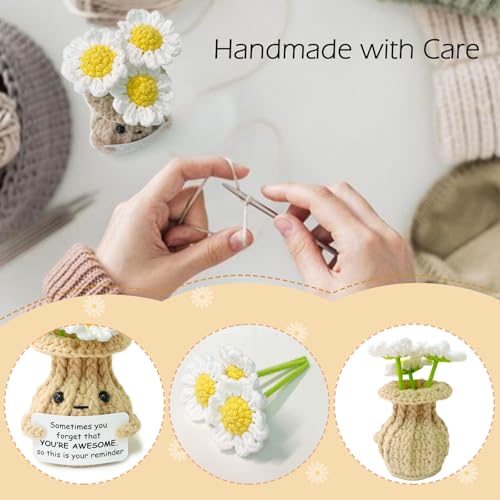 You Are Awesome Crochet Daisy Gift - Inspirational Handmade Decor & Easter Basket Stuffer