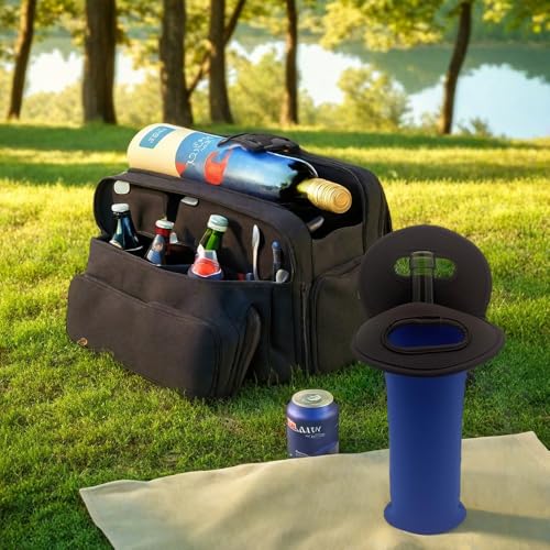 Bituinra Blue Neoprene Wine Bottle Bag - Tote & Cooler for Drinks