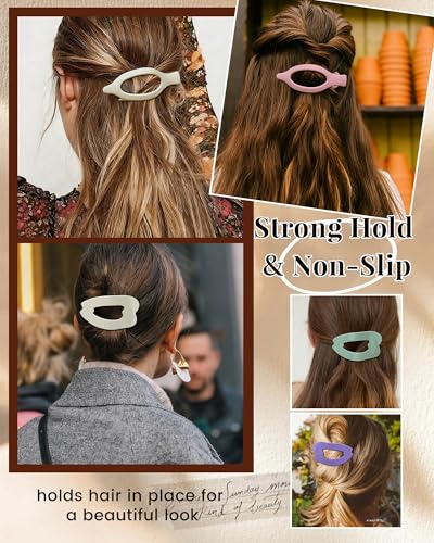 ACECHA 6 Pcs Flat Hair Claw Clips - Comfortable Non-Slip Lay-Flat Design