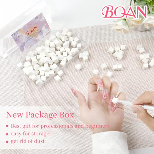 BQAN Nail Art Sponges 100Pcs with Grabbing Pen for Ombre & Aura Nails