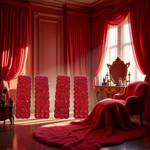 Red Rhinestone Snap Hair Clips Rectangular Korean Barrettes 4Pcs