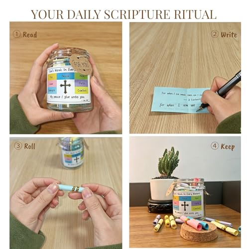 Bible Verse Jar for Women | Large Print KJV Scripture Strips