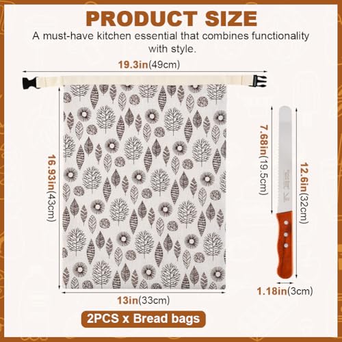 Reusable Beeswax Bread Bags - 2 Pack for Fresh Baked Goods