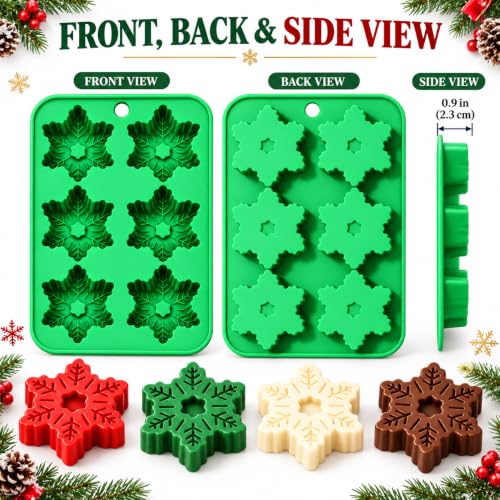 2pcs Christmas Snowflake Silicone Molds 6 Cavities Hanging - Variation of THIS listing
