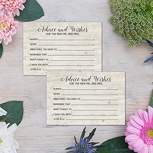 Rustic Wedding Advice and Wishes Cards 4x6 Inch - Pack of 50
